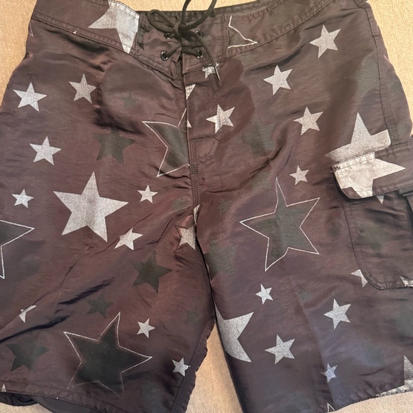 Rusty 2000’s Black and Silver Star Swim Trunks - Picture 5 of 5